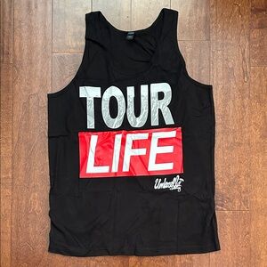 Umbrella Clothing Tour Life Black Graphic Tank Top, Size Large, NWOT